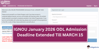 IGNOU Admission 2026 (Jan Session) Application Deadline Extended for ODL Programmes; Apply Till March 15